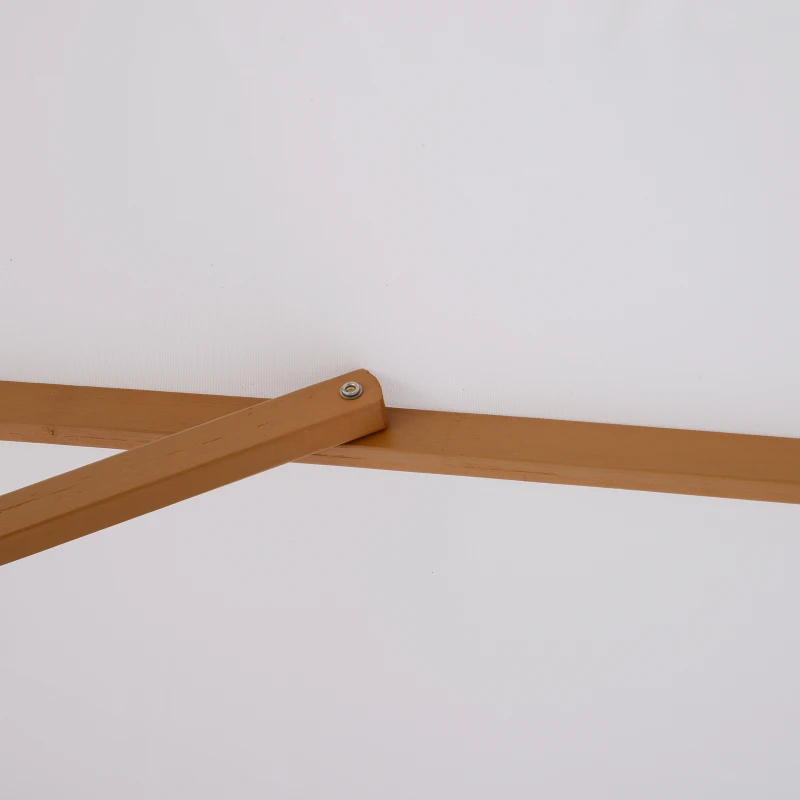 Outsunny Ombrellone da Giardino 3x2.5 m con Palo in Legno a 8 Stecche, in Bambù, Legno e Poliestere, Bianco