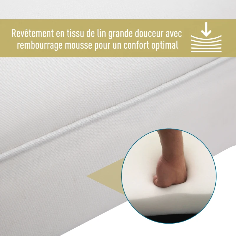 HOMCOM Banc Banquette Design Contemporain accoudoirs courbés Grand Confort 102L x 36l x 51H cm Blanc