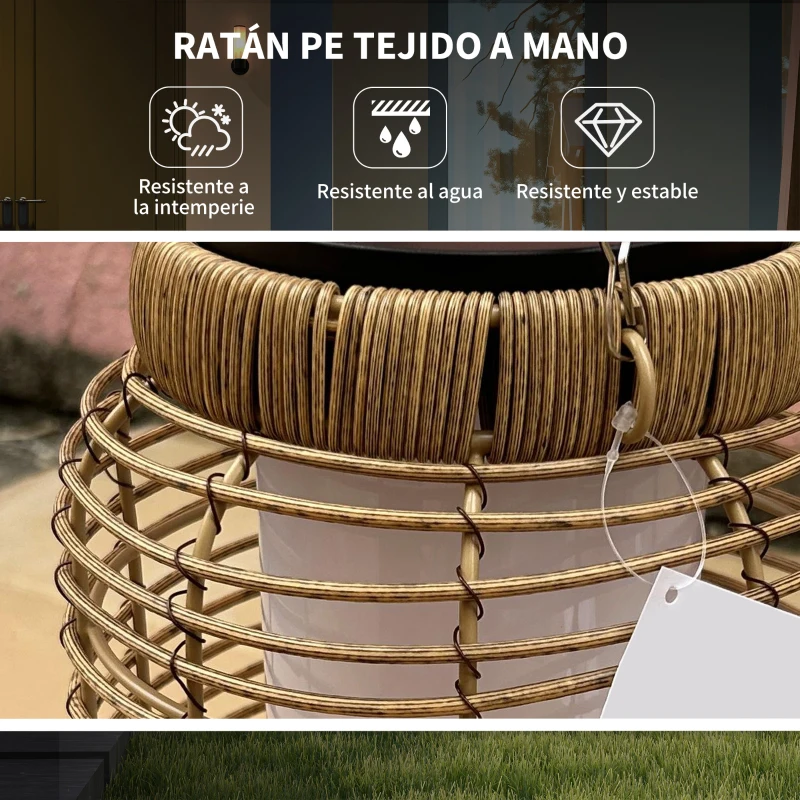 Outsunny Farola Solar de Exterior con Panel Solar Luces LED Encendido y Apagado Automático para Interior Exterior Ø18x37 cm Arena