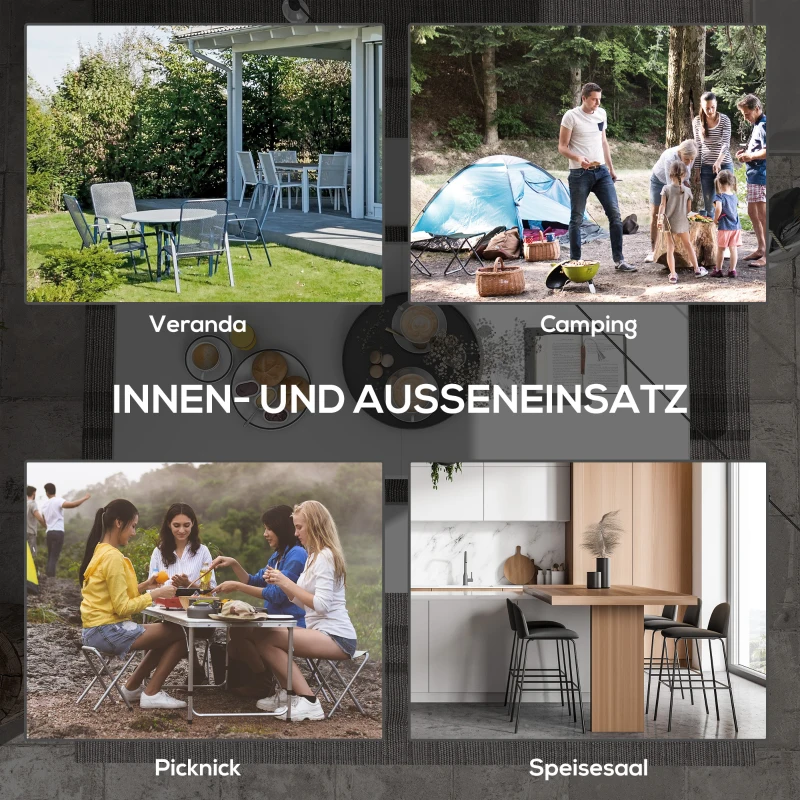 Outsunny Gartentisch Gartenklapptisch Outdoor-Tisch, 180 cm  x 75 cm x 73 cm, Weiß + Grau