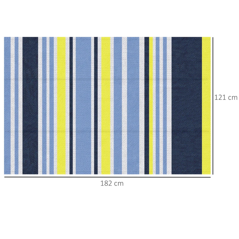 Outsunny Reversible Outdoor Rug, Waterproof Plastic Straw Mat for Backyard, Deck, RV, Picnic, Beach, Camping, 121 x 182 cm, Dark Blue and Yellow