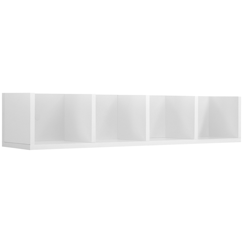 HOMCOM Mensola Porta CD da Parete in Legno MDF Bianco, per Soggiorno o Ufficio, Max 60 CD (10 kg), 95 x 17 x 18cm
