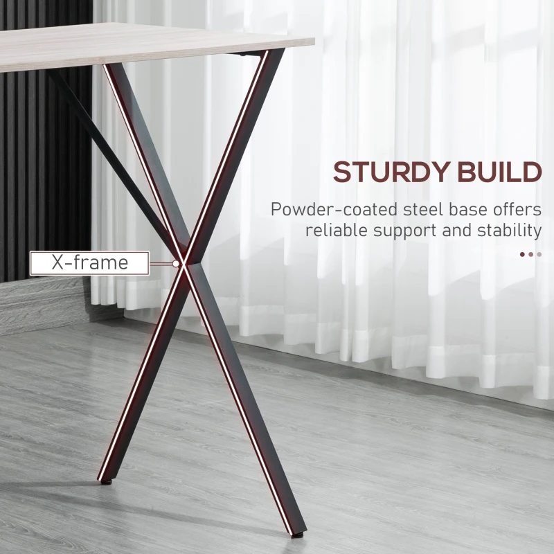 HOMCOM 120 cm Rectangular Bar Table for 4 People, Modern Breakfast Bar Table with Wood Effect Tabletop, Steel Legs, Coffee Desk for Living Room, White