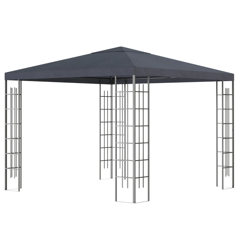 Outsunny Gartenpavillon 2,95 x 2,95 m Pavillon Gartenzelt Festzelt Partyzelt Stahl Polyester Grau