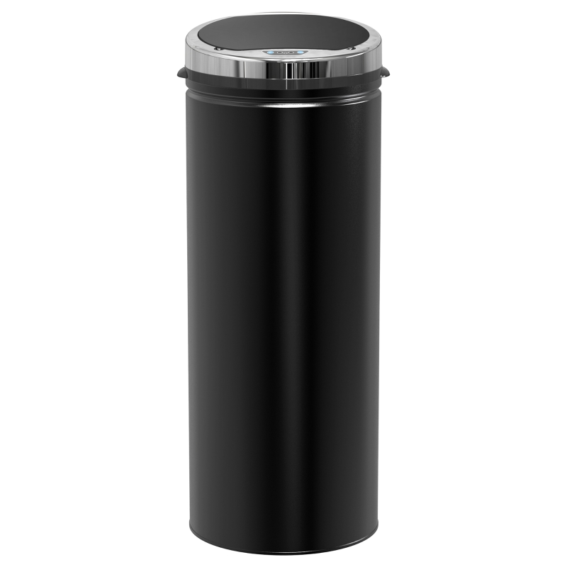 HOMCOM Poubelle à capteur de mouvement ouverture automatique 1 bac de 50 L en acier inoxydable noir