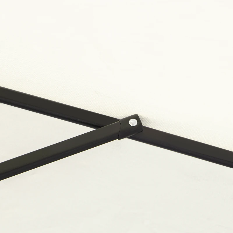 Outsunny2.6M Garden Parasol Umbrella with Tilt and Crank, Outdoor Sun Parasol Sunshade Shelter with Aluminium Frame, Cream White