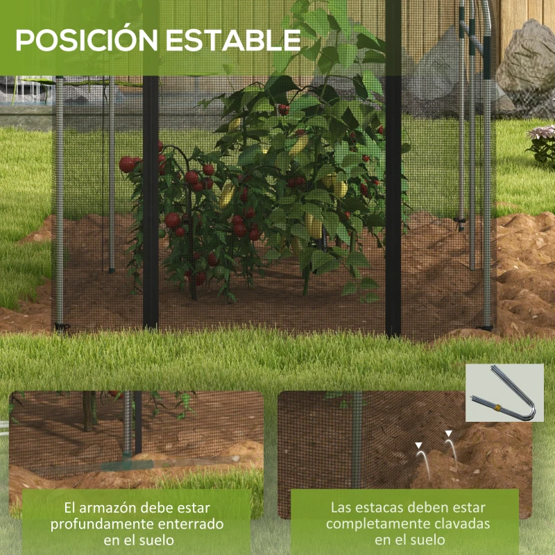 Outsunny Invernadero con Soportes Puerta con Cremallera y Anti-UV para Proteger las Plantas 120x300x146 cm Negro