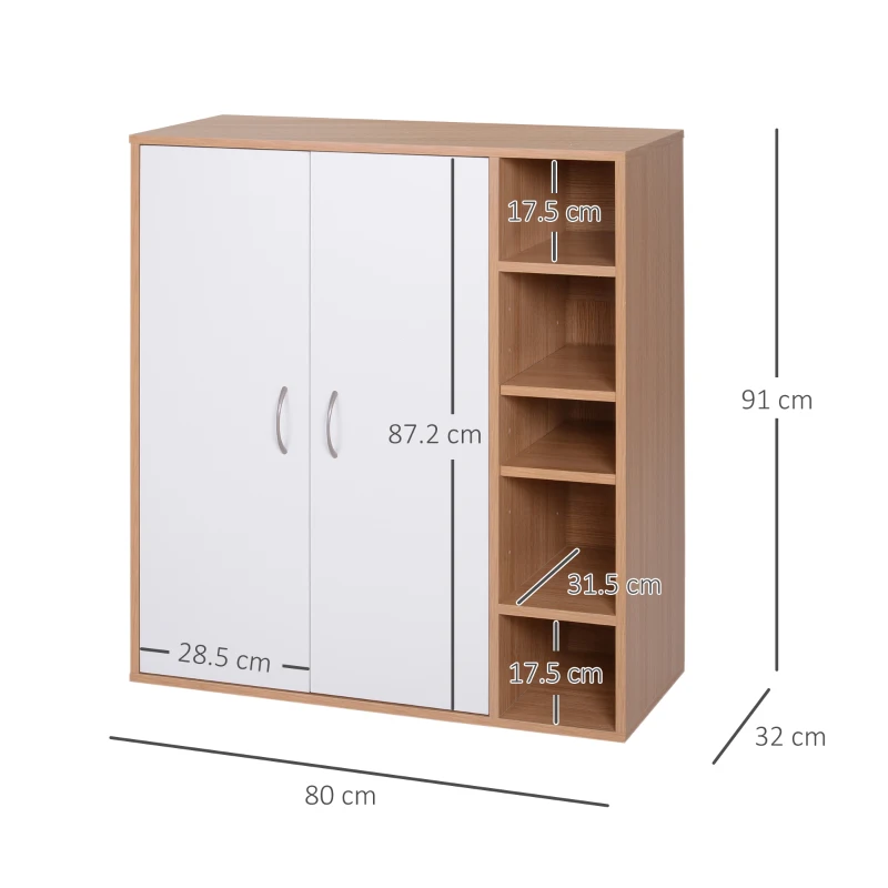 HOMCOM Scarpiera Slim da Parete, Mobile Multiuso con 2 Ante e Ripiani Regolabili per Camera da Letto e Ingresso, in Legno, 80x32x91cm