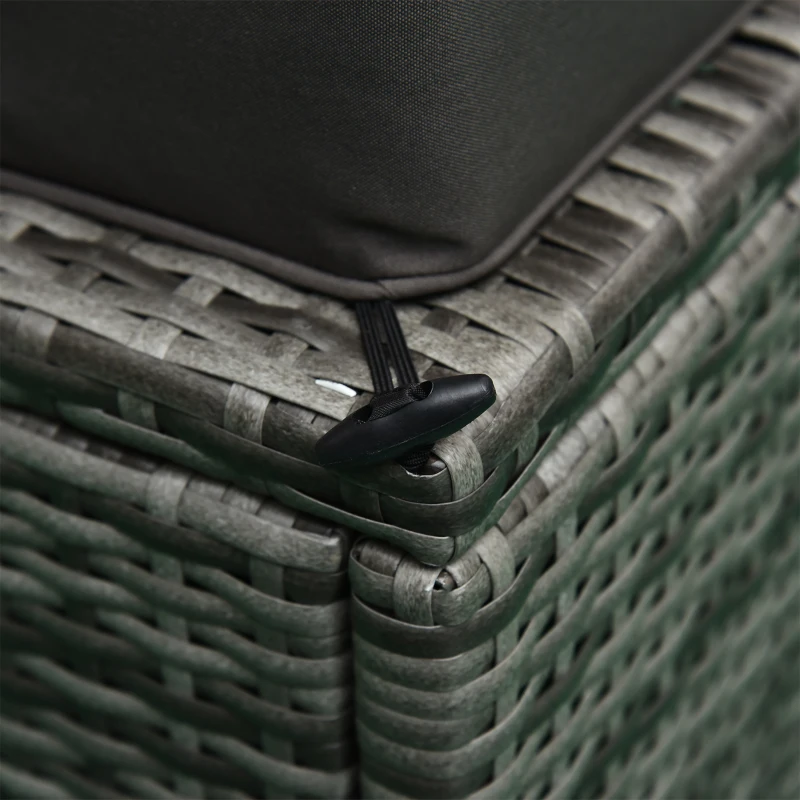 Outsunny 6 Pieces Rattan Garden Furniture Set, 5 Seater Sectional Garden Corner Sofa Set with Glass Top Coffee Table, Cushions and Pillows, All-Weather Wicker Conversation Furniture, Grey