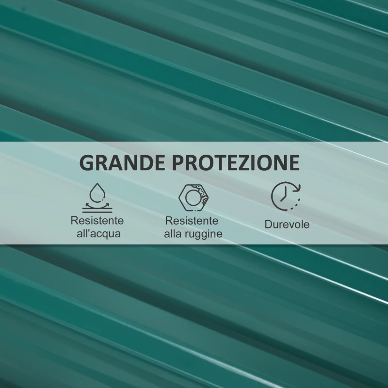 Outsunny Set 12 Pannelli di Ricambio 129x45 cm per Casette da Giardino in Acciaio Zincato Verde