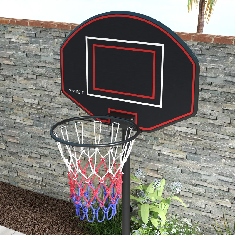 SPORTNOW Basketballständer, höhenverstellbar, robust, 1,7-2,3 m Korbhöhe, Stahlrahmen, Schwarz