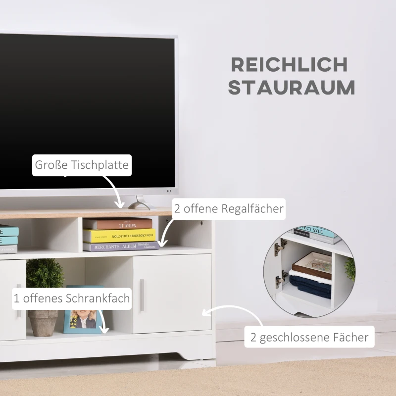 HOMCOM TV-Bank Modernes Design; 3 Regale und 2 Schränke 105 cm x 40 cm x 52 cm Natur