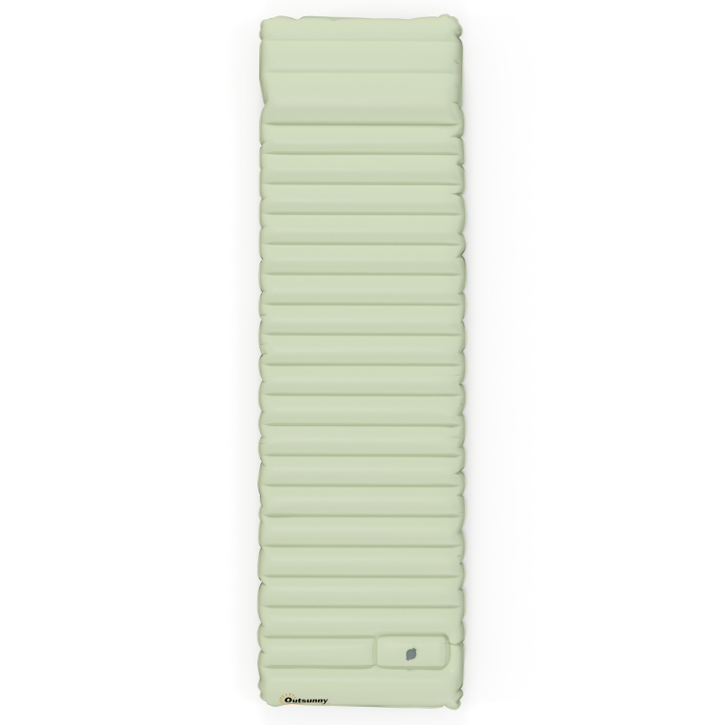 Outsunny Luftmatratze, Campingmatte, wasserabweisend, reißfest, mit Fußpumpe, Nylon, 200L x 60B x 10H cm, Grün