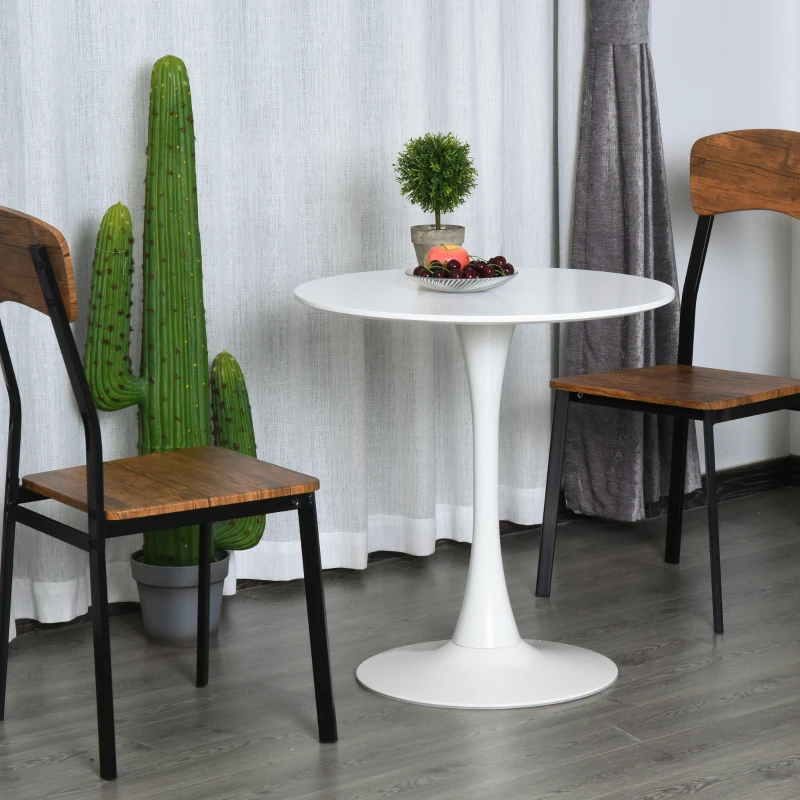 HOMCOM Table ronde tulipe design Ø 60 x 73H cm métal MDF blanc
