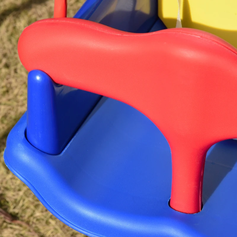 Outsunny Altalena per Bambini da Giardino con Struttura in Metallo, Seggiolino con Cintura di Sicurezza, Capacità di peso 30kg, 140x110x120cm