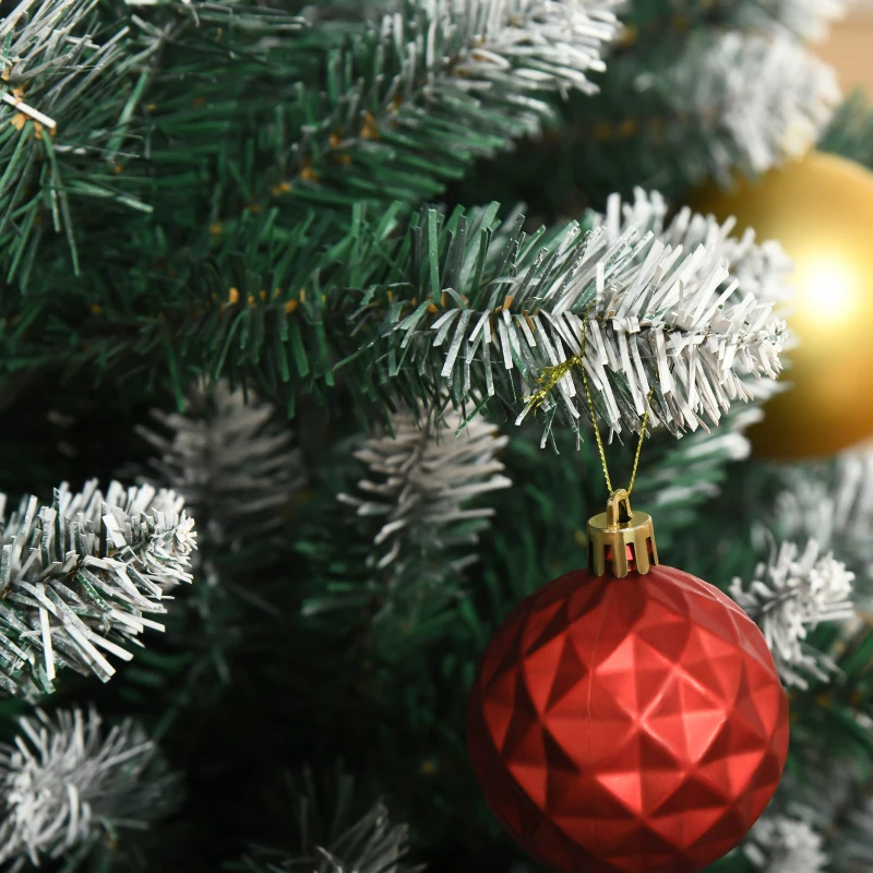 HOMCOM Árbol de Navidad de 2012 Ramas con Soporte Metálico Árbol 210 cm Puntas Blancas Artificial de Navidad Realista para Interiores Verde
