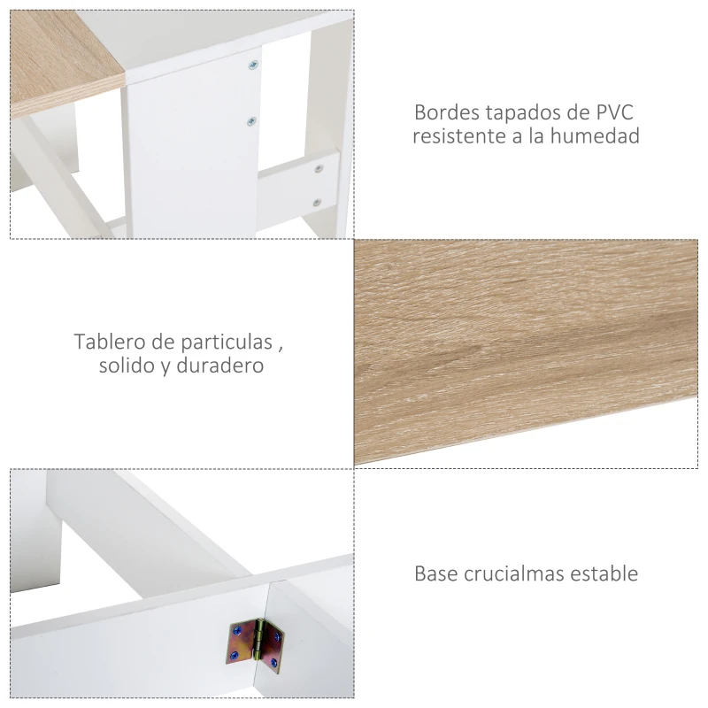 HOMCOM Mesa Plegable de Comedor Mesa Auxiliar de Cocina con Alas Abatibles Ahorra Espacio Diseño Moderno 103x76x73,5cm Madera