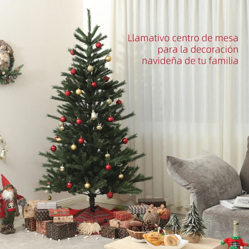 HOMCOM Árbol de Navidad Artificial 210 cm con 793 Ramas y Soporte de Acero Árbol Navideño para Salón Interior Verde