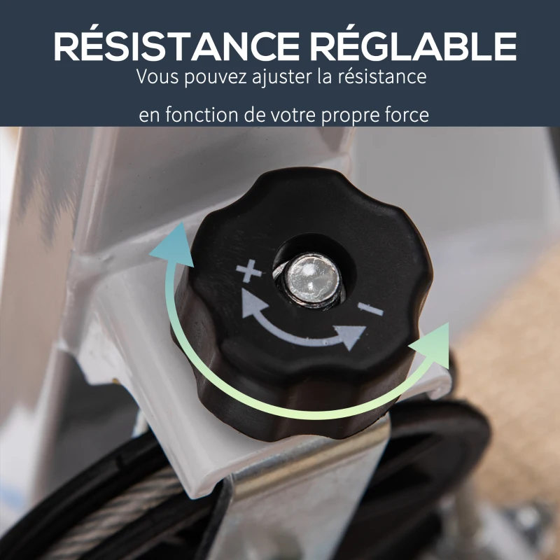 HOMCOM Stepper avec guidon stepper fitness appartement écran LCD résistance réglable exercise hanches jambes lombes pour maison acier blanc bleu noir