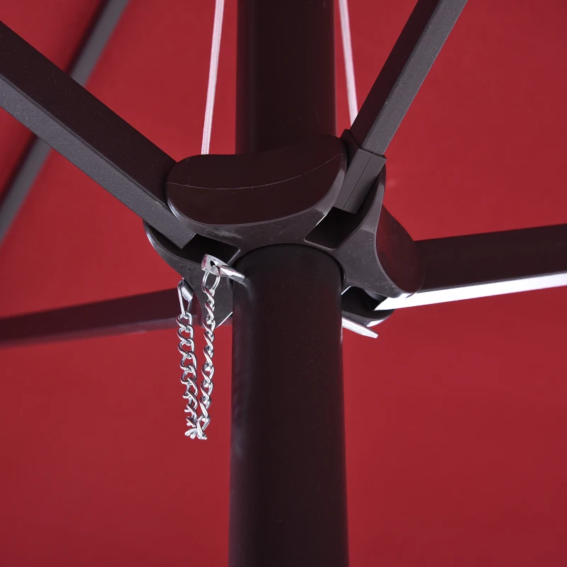 Outsunny Doppelsonnenschirm 455 x 270 cm Gartenschirm mit Handkurbel oval stabil Metallstange Marktschirm Doppelsonnenschirm Terrassenschirm Sonnenschutz für Strand Balkon Terrasse Garten Weinrot