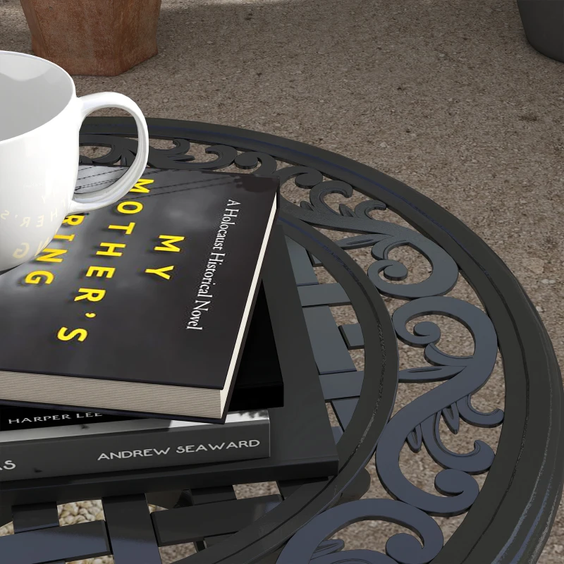 Outsunny Gartentisch Loungetisch Balkontisch, Vintage-Design, 60 x 60 x 53 cm, Schwarz