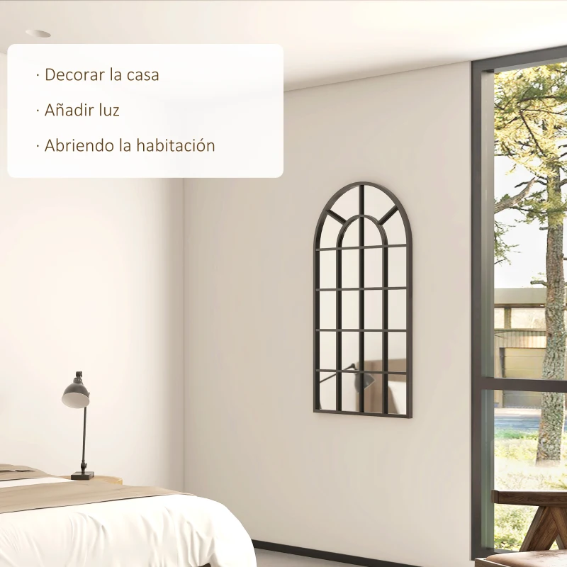 HOMCOM Espejo Decorativo de Pared Moderno Espejo de Pared 65x110 cm Marco de Metal para Salón Entrada Pasillo Negro