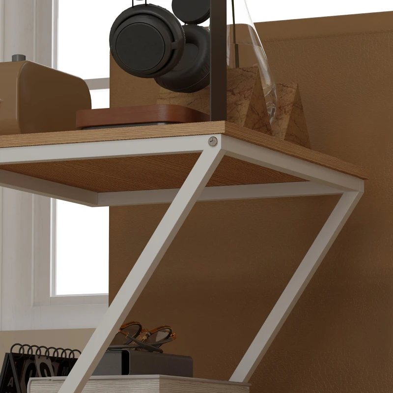 HOMCOM Juego de 2 Mesitas Auxiliares en Forma de Z con Cajón y Compartimento Mesita Auxiliar para Salón 40x35x50 cm Natural