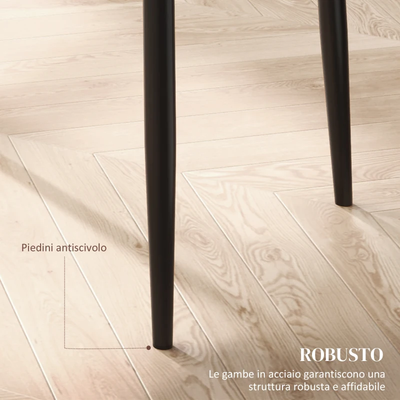 HOMCOM Set di 2 Sedie da Pranzo Moderne con Schienale Alto in Finta Pelle e Acciaio, 41x50x97 cm, Nero