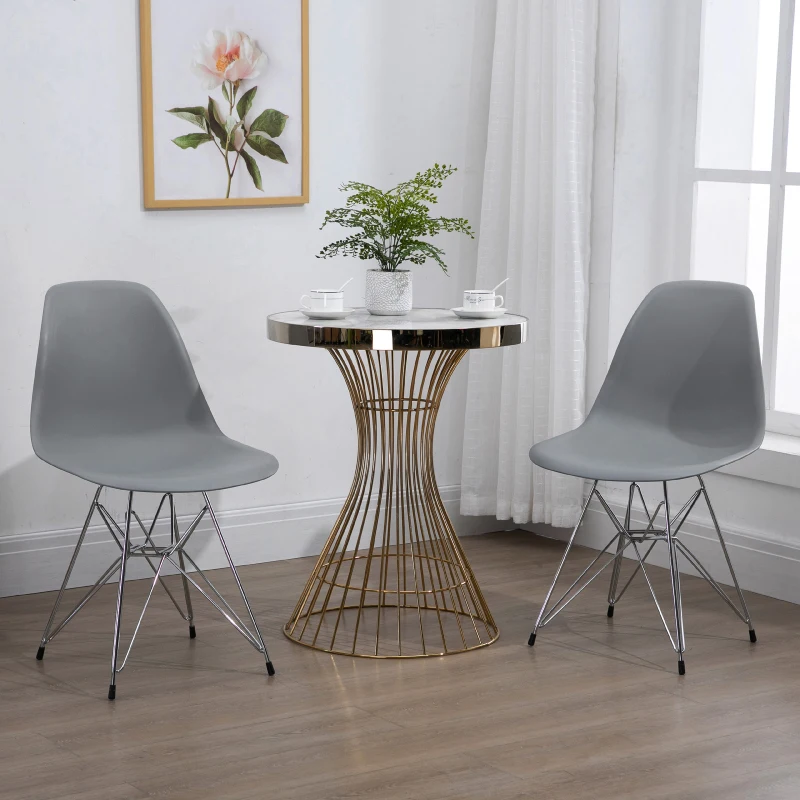 Lot de 2 chaises design néo-rétro Eiffel piètement métal assise dossier polypropylène