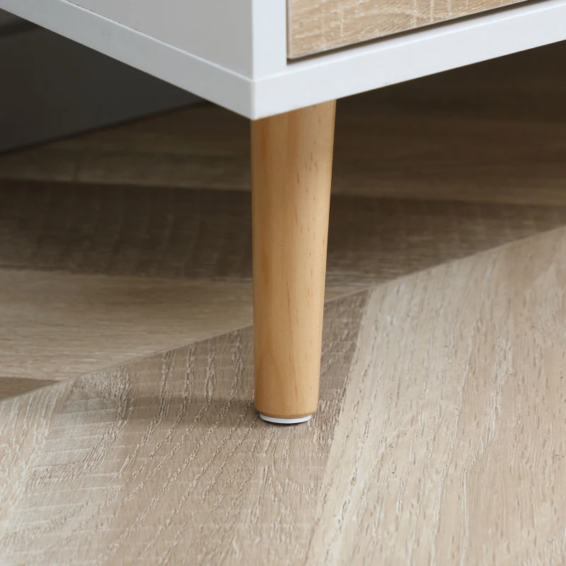 HOMCOM Mobile TV Basso per TV max 46" con Ripiano Aperto, Cassetto e 2 Armadietti, in Truciolato e Pino, 140x40x55.3 cm