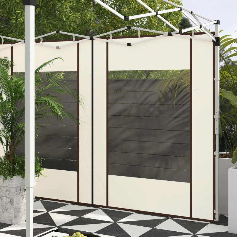 Outsunny Lot de 2 panneaux latéraux pour gazebo avec portes et fenêtres zippées, pour gazebo pop-up de 3x3m ou 3x6m