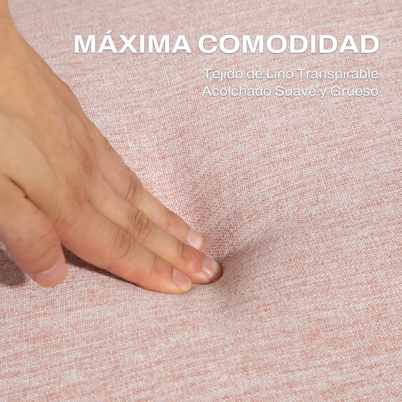 HOMCOM Sofá Cama de 2 Plazas Tapizado en Lino Sintético con Respaldo Ajustable y Reposabrazos Desmontables 173x75x73 cm Rosa(m-4)