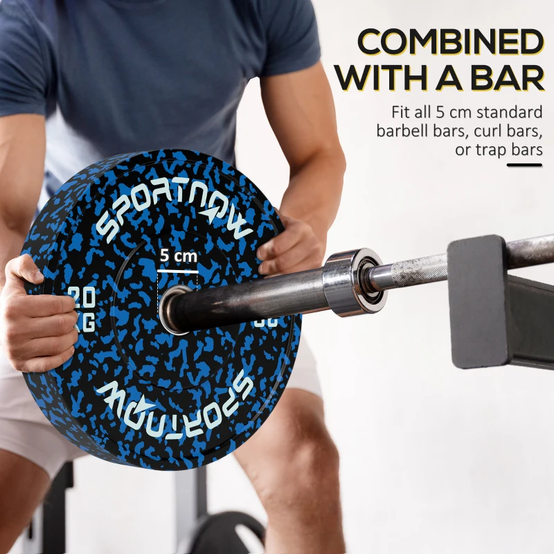 SPORTNOW Olympic Weight Plates with 5cm Holes, for Weight Lifting, 2 x 20KG