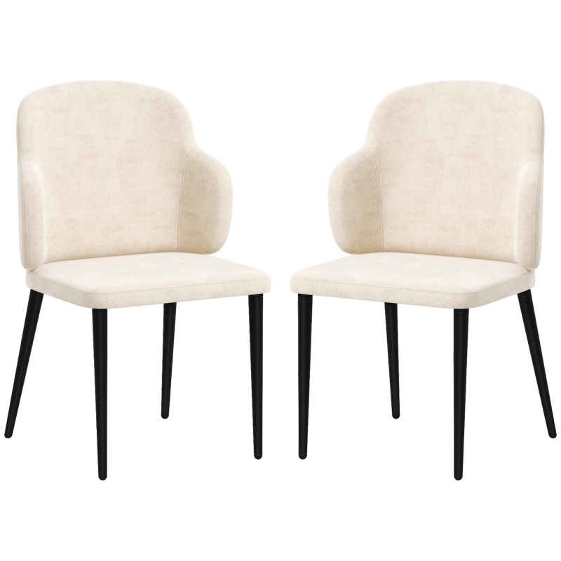 HOMCOM 2er-Set Stühle Akzentstühle, Skandi Design, Samtoptik, 54 cm x 56 cm x 86 cm, Beige + Schwarz