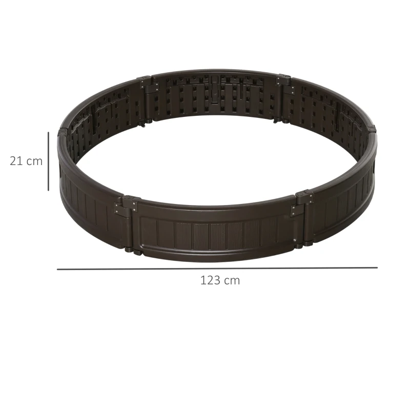 Outsunny Letto per Orto Rialzato in HDPE, Fioriera da Esterno Rotonda, Φ123x21cm, Marrone