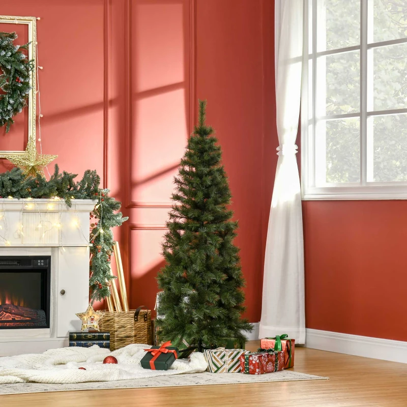 HOMCOM Árbol de Navidad Artificial 150 cm Ignífugo con 367 Ramas Hojas de PVC Decoración Navideña para Interiores Verde