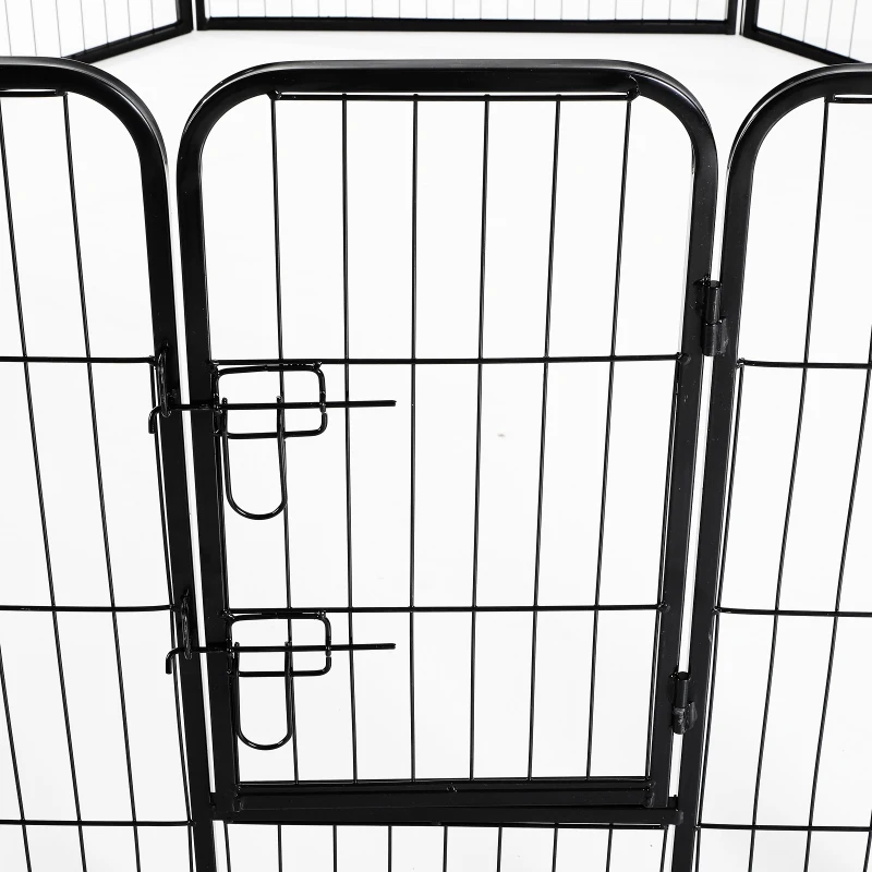 PawHut Luxe parc enclos modulable acier 8 panneaux et 1 porte pour chiens, lapins, rongeurs, petits animaux, intérieur et extérieur 80L x 60H cm noir