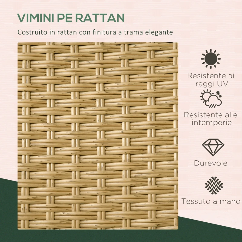 Outsunny Set da Giardino in Rattan PE da 7 Pezzi con Tavolo Rettangolare e 6 Sedie da Pranzo con Cuscini Imbottiti