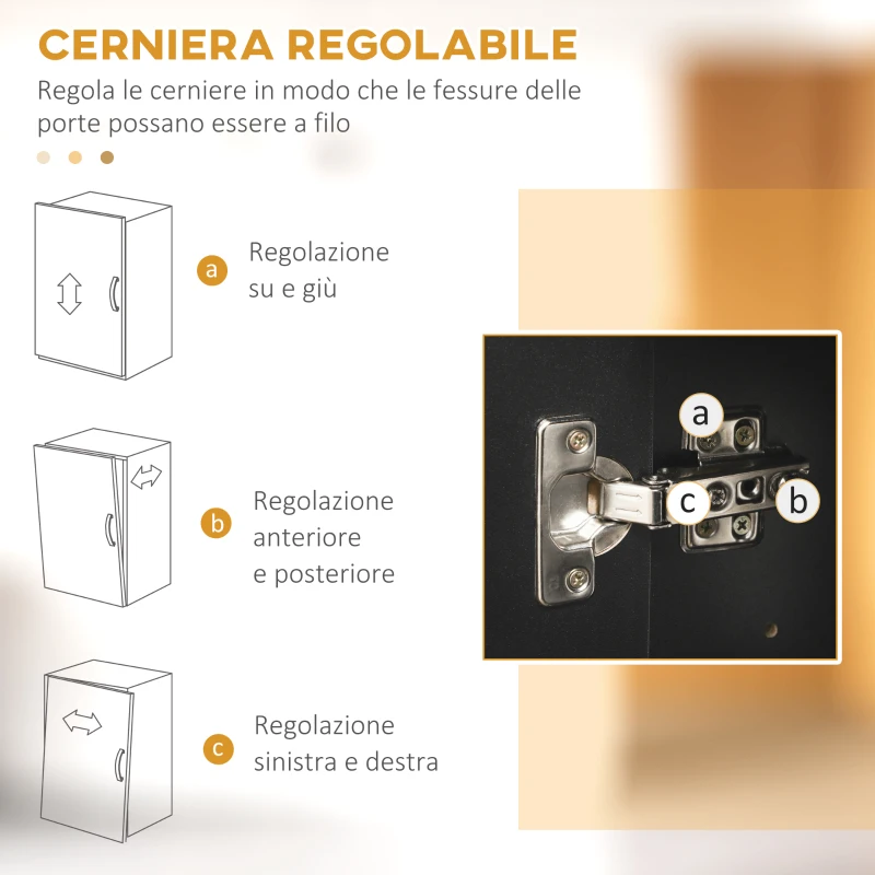 HOMCOM Credenza Cucina in Legno con Ripiani e Armadietto 2 Ante con Mensole Regolabili, 74.6x35.5x182.5cm