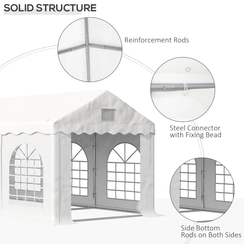 Outsunny 3 x 6 m Marquee Gazebo with Sides, Party Tent Canopy & Carport Shelter for Outdoor Event, Wedding, White