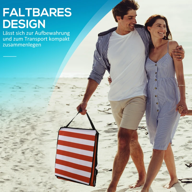 Outsunny Strandliege, klappbar, verstellbare Rücklehne, Seitentasche, weiche Polsterung, Stahlrahmen, Rot, 142x51x40cm