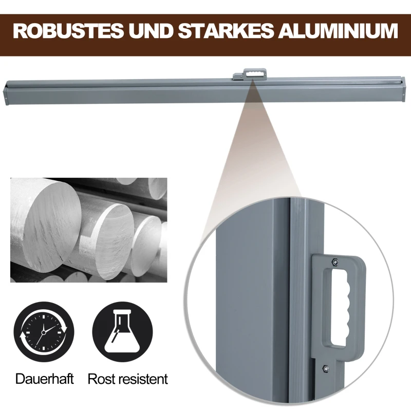 Outsunny Seitenmarkise, Sicht- und Sonnenschutz, Seitenrollo, Polyester, Grau, 3 x 1,6 m