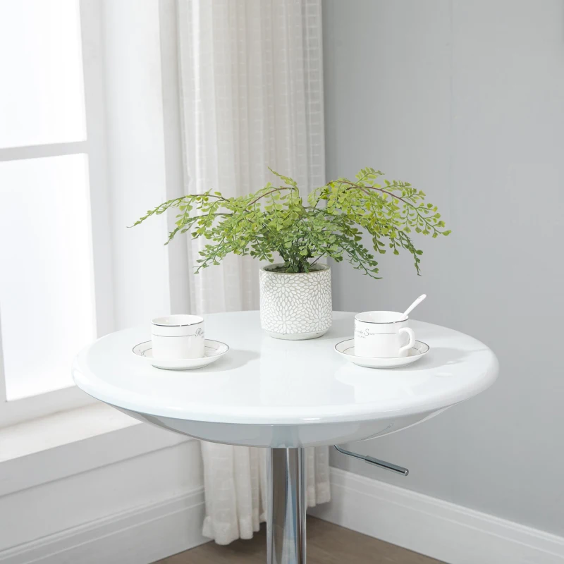 HOMCOM Table de Bar Ronde Mange-Debout Bistro pivotant Hauteur réglable 76-97cm piètement Acier métal chromé Plateau ABS Blanc