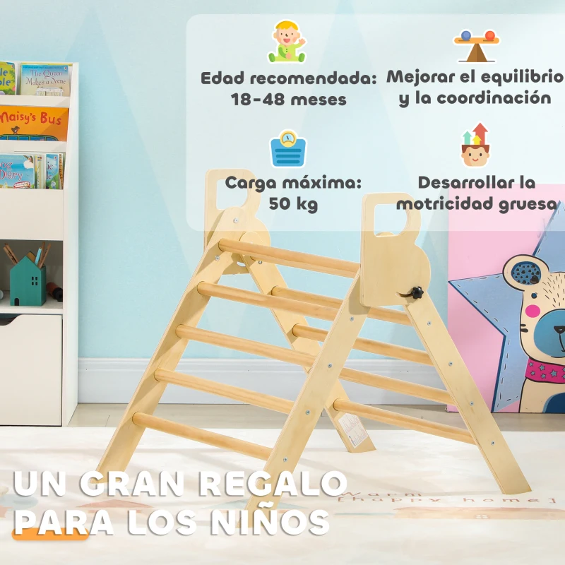 AIYAPLAY Escalada para Niños de 18-48 Meses para Cultivar Habilidades de Equilibrio y Coordinación 82x66x71 cm Natural