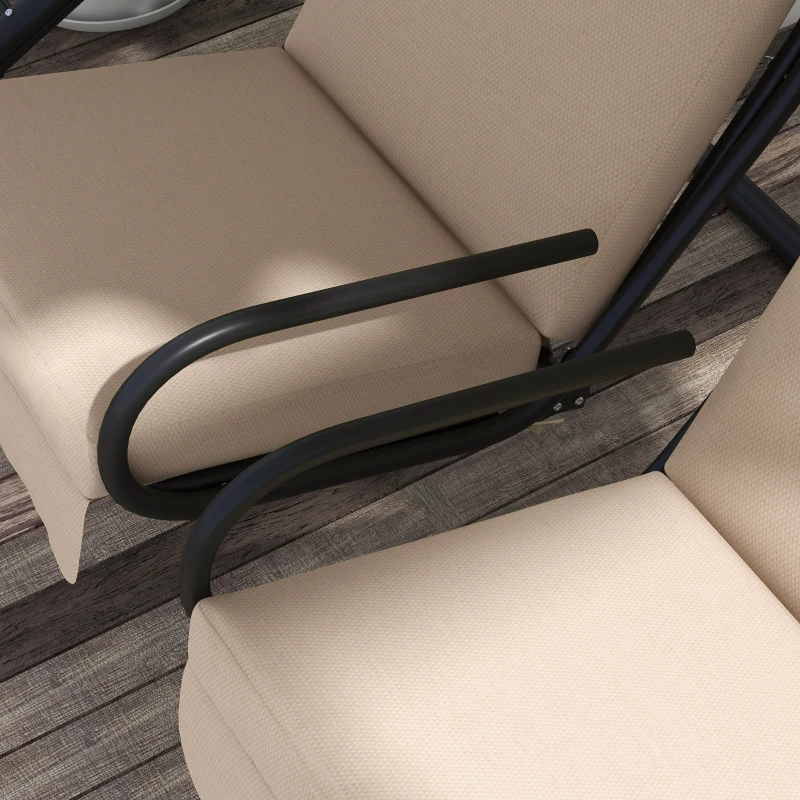 Outsunny Dondolo da Giardino 2 Posti con Tetto Parasole, in Acciaio e Poliestere, 170x136x170 cm, Beige