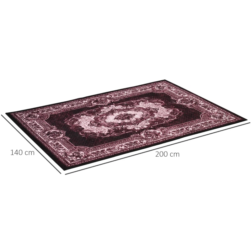 HOMCOM Tappeto Moderno Persiano in Poliestere per Interni, 200x140 cm, Rosso Ocra