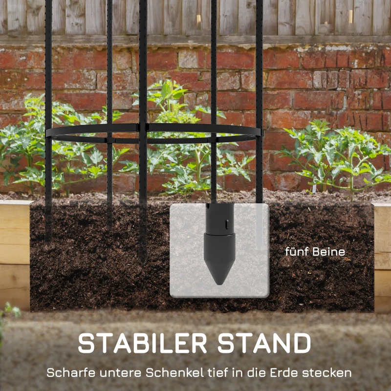 Outsunny Rankturm, Rankhilfe, versetzbare Ebenen, rostfreier Stahl, Ø50 x 195 cm, Schwarz