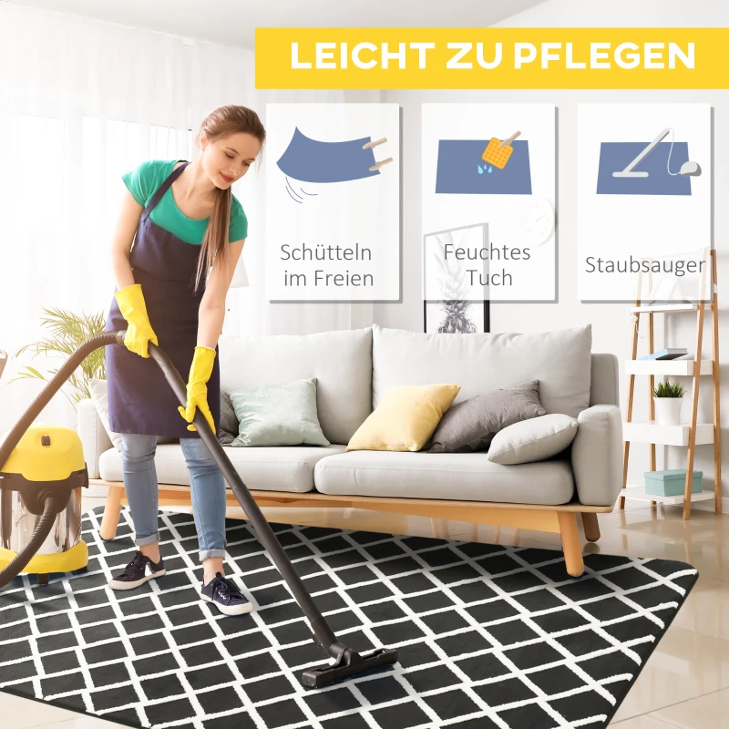 HOMCOM Teppich, Kurzflor, Vliesunterlage, 230 cm x160 cm x 0,10 cm, Grau