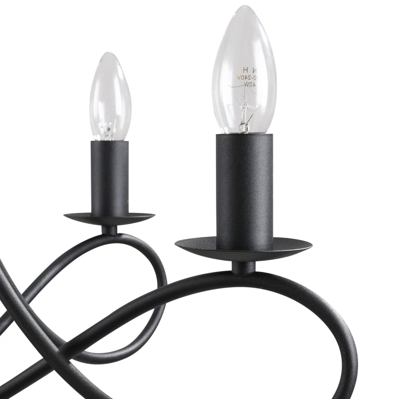 HOMCOM Lustre suspension style néo-rétro 5 chandeliers 40 W max. 230 V longueur câble réglable dim. Ø58 x 45H cm métal noir