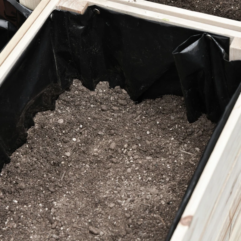 Outsunny Hochbeet Blumenkasten Pflanzenkasten, wetterbeständig, Massivholz, 50 cm x 30 cm x 60 cm, Natur